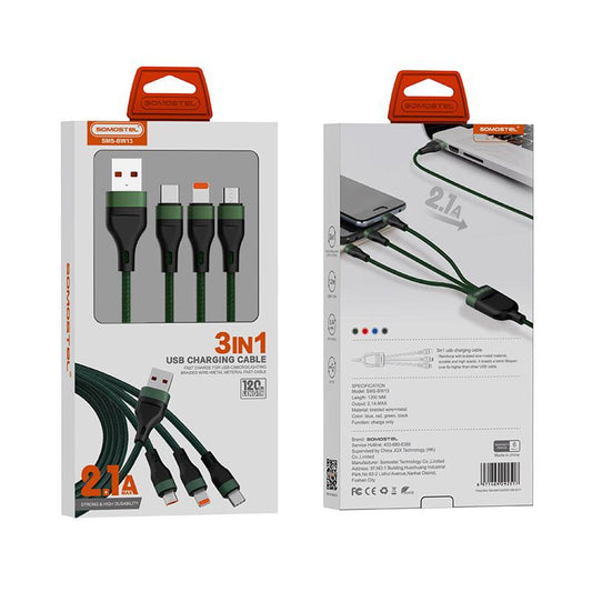 Somostel 3 in 1 charger / data cable for mobile phones